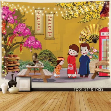 Backdrop Tết 2.026 - Tranh vải chúc mừng năm mới, không gian sự kiện rộn ràng, chỉ 85.000₫