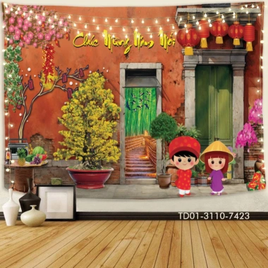 Backdrop Tết 2.026 - Tranh vải chúc mừng năm mới, không gian sự kiện rộn ràng, chỉ 85.000₫
