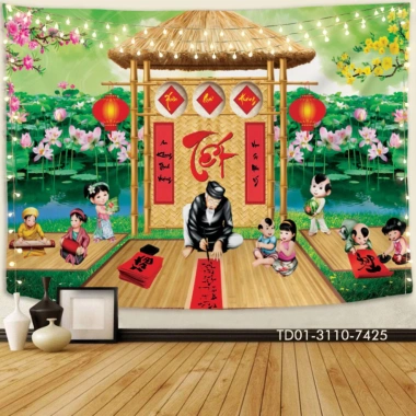 Backdrop Tết 2.026 - Tranh vải chúc mừng năm mới, không gian sự kiện rộn ràng, chỉ 85.000₫