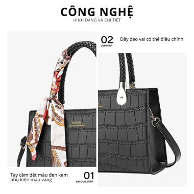 BAGIN Túi Xách Nữ Cao Cấp Phối Khăn Lụa Cổ Điển Quà Tặng Mẹ, Cô Giáo Tết 279.000₫ 7