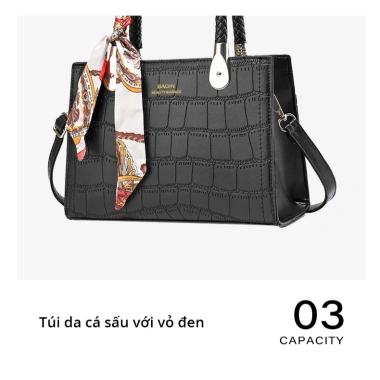 BAGIN Túi Xách Nữ Cao Cấp Phối Khăn Lụa Cổ Điển Quà Tặng Mẹ, Cô Giáo Tết 279.000₫ 8