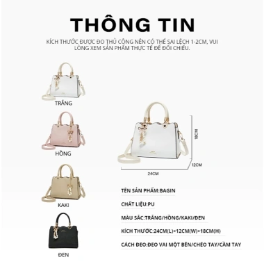 BAGIN Túi Xách Nữ Da PU, Kèm Charm, Chống Nước & Trầy, Đón Tết - 359.000₫ 9