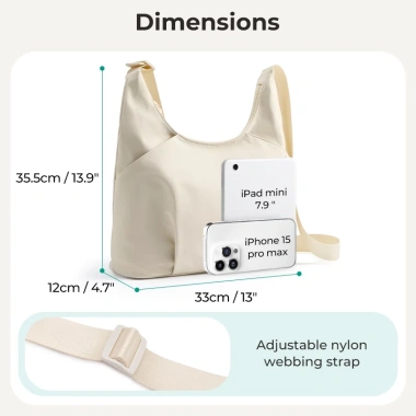 BAGSMART Túi đeo chéo dung tích lớn, chống thấm, dây đeo điều chỉnh, túi hobo 440k