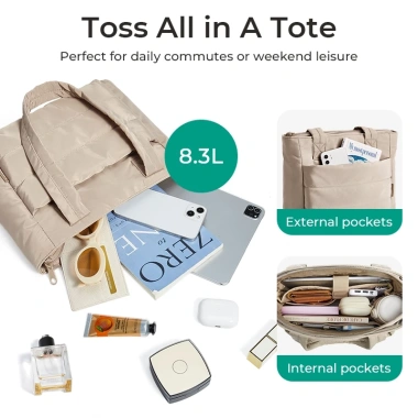 BAGSMART Túi Tote Nữ Phồng Nhẹ Có Ngăn Đeo Vai Chần Bông Du Lịch 412.500đ 5 BAGSMART Túi Tote Nữ Phồng Nhẹ Có Ngăn Đeo Vai Chần Bông Du Lịch 412.500đ 5
