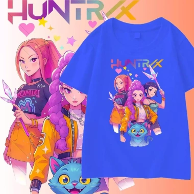 Baju-T Demon Hunters KPOP Huntrix ngắn cổ 8 màu cho trẻ 2-12 tuổi nhiều size 143.332 VND