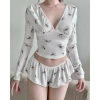 Ballet Set bộ mặc nhà tay dài, quần xoè ngắn gợi cảm - Giá 180.000đ