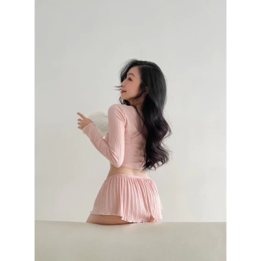 Ballet Set bộ mặc nhà tay dài, quần xoè ngắn gợi cảm - Giá 180.000đ