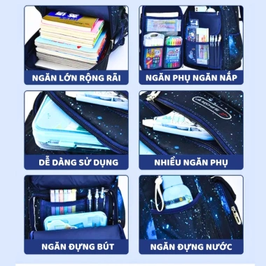 Balo bé tiểu học chống gù lưng, siêu nhẹ, nhiều ngăn, thiết kế cao cấp hiện đại 260k