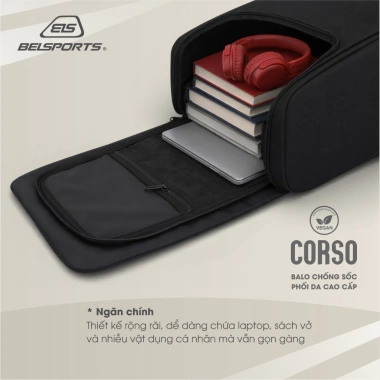 Balo Belsports CORSO BL01 Đen - Chống Sốc, Trượt Nước, Chống Bẩn, Chống Nấm Mốc, Mở Rộng Thể Tích - Giá 240k 3