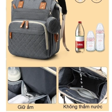 Balo bỉm sữa đa năng không thấm nước, ngăn giữ nhiệt, rộng chứa đồ, chỉ 386.000đ 2
