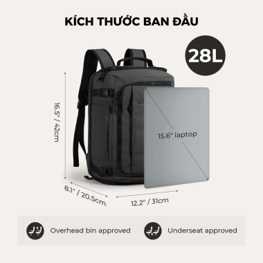 Balo cao cấp Chibava đen 28-38L, chống nước, chống xước, 10 ngăn - Siêu tiện dụng 399.000₫ 8