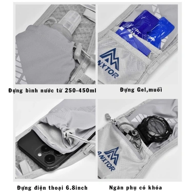Balo chạy bộ Anxtor A01 - Đựng vest 2L, bình nước mềm 450ml, điện thoại, gel, muối - Giá chỉ 385.000₫ 6 Balo chạy bộ Anxtor A01 - Đựng vest 2L, bình nước mềm 450ml, điện thoại, gel, muối - Giá chỉ 385.000₫ 6