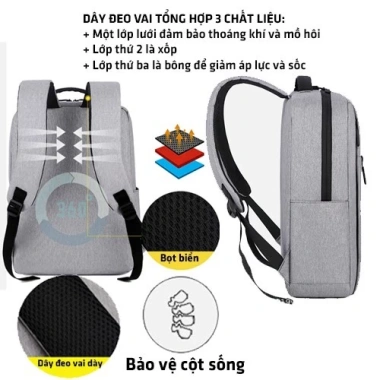 Balo công sở BL2.337 ngăn laptop 13‑15.6 inch, thời trang, chịu mưa, chỉ 119k