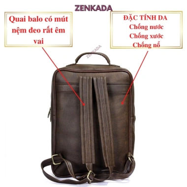 Balo da công sở Zenka ZBL01 đa ngăn rộng rãi, đựng laptop 15.6 inch, giá ưu đãi 379k