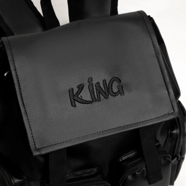 Balo Da King 4 Thiêu Trên Unisex Không Thấm Nước Đen - Thiết Kế Độc Đáo