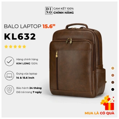Balo Da Laptop 15.6-16 inch Kim Long KL632 - Cao cấp, chống nước, nhỏ gọn, giảm giá 18% chỉ 429.000đ