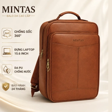 Balo da MINTAS đựng laptop 15.6 inch Nhiều ngăn rộng rãi, thanh lịch sang trọng