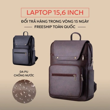 Balo Da Nam Nữ Cao Cấp 2.025 Nắp Gập Đựng Laptop 15.6 inch - Phong cách học sinh, sinh viên, công sở - Giá ưu đãi 170.000đ
