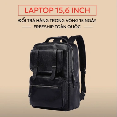 Balo Da Nam Nữ Cao Cấp 2.025 Nắp Gập Đựng Laptop 15.6 inch - Phong cách học sinh, sinh viên, công sở - Giá ưu đãi 170.000đ