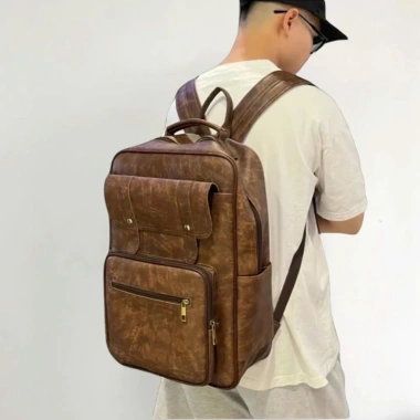 Balo da nam ulzzang nhiều ngăn, chống thấm, đựng laptop 15,6 inch, basic trơn - Giá ưu đãi 191k