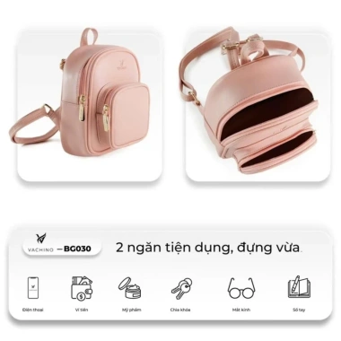 Balo da nữ mini VACHINO BG030 – Thiết kế siêu dễ thương, nhiều màu, chống nước, bảo hành 1 năm, giá chỉ 157.000₫