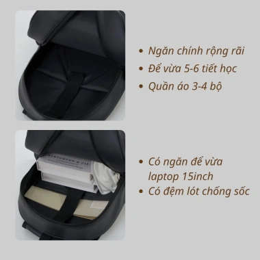 Balo da PU Basic 41x30x13cm cho nam nữ Đi học đi chơi giá chỉ 143.800 VND