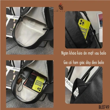 Balo Da PU Chống Nước Laptop 15.6 inch Phong Cách Tối Giản Dễ Phối Đồ Aluha