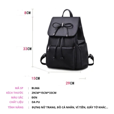 Balo da PU nữ BL066 – Nhỏ xinh, thời trang công sở và du lịch, giá chỉ 165k