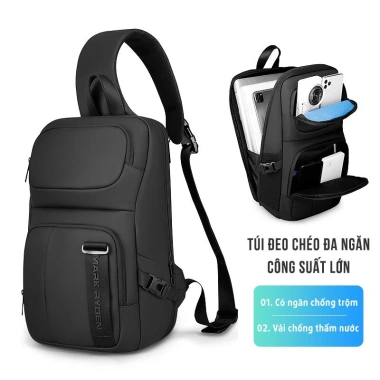 Balo đeo chéo laptop 14 inch Mark Ryden cao cấp, ngăn chống trộm, giảm 21%