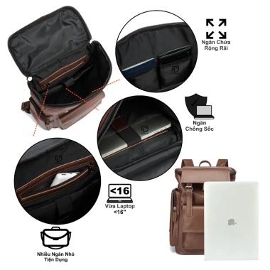 Balo Detolo BL.2.715 - Balo đẹp đựng laptop 16 inch, công sở thời trang, giá 438k