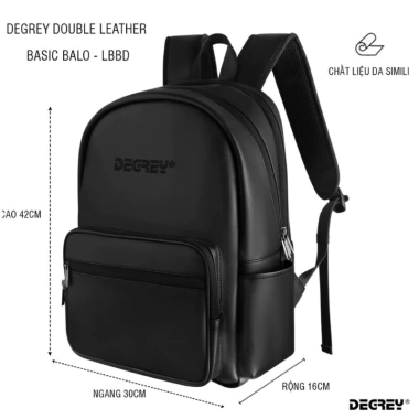 Balo DG DOUBLE LEATHER Basic Da Simili Cao Cấp, Chống Nước, Đen Thời Trang, Giá 250.000