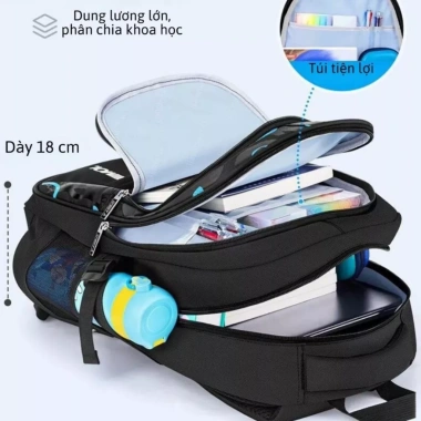 Balo đi học bé trai lớp 1-9 gọn nhẹ, dải phản quang an toàn BLT11 NinoKids