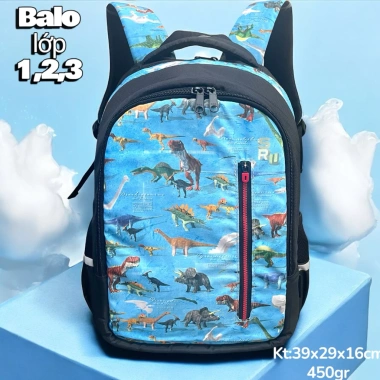 Balo Đi Học Bé Trai Tiểu Học Họa Tiết Khủng Long Siêu Nhẹ 39x29x16cm Giá Ưu Đãi 189k