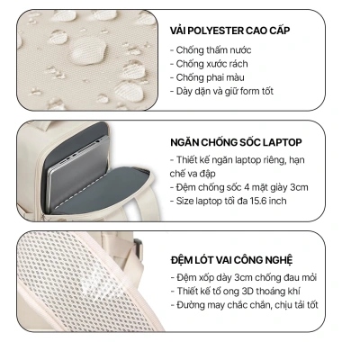 Balo đi học M4M MONDAY BM003 15.6 inch chống nước, nhiều ngăn, phù hợp nam nữ