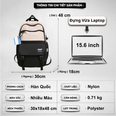 Balo đi học nam nữ TWLE B29, chống nước, ngăn laptop 15.6 inch, giá 275.000₫