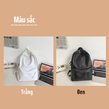 Balo đi học ulzzang nam nữ da PU trơn chống nước vừa laptop 15.6 inch BL23