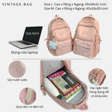 Balo đi học Unisex LUCI 2.025 chống nước, nhiều ngăn, đựng laptop 15,6 inch - Giá 235.000