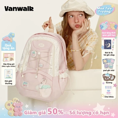 Balo đi học Vanwalk V2.916 - Cặp sách nữ cá tính, thời trang du lịch, giảm giá 22%