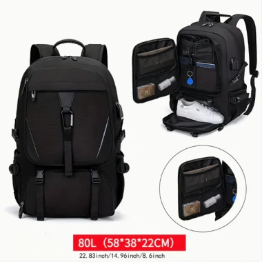 Balo du lịch 50L‑80L B02 chống thấm, ngăn giày riêng, laptop, bền đẹp – 448k