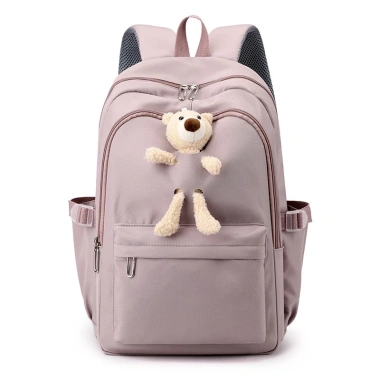 Balo gấu màu trơn nữ đi học, vải nylon chống thấm, đáng yêu, giá rẻ 127.500₫