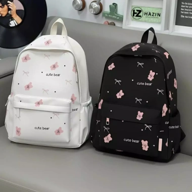 Balo Hazin Ulzzang học sinh sinh viên, chống thấm, họa tiết gấu, vừa laptop, 145.199₫