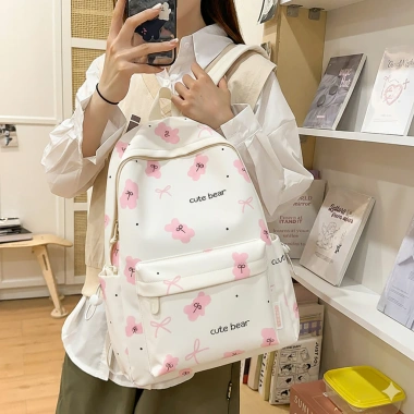 Balo Hazin Ulzzang học sinh sinh viên, chống thấm, họa tiết gấu, vừa laptop, 145.199₫