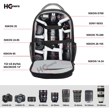 Balo HC87 Đựng Máy Ảnh Flycam Laptop 14 inch Chống Sốc Chống Thấm Nước Giá 469k 5