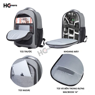 Balo HC87 Đựng Máy Ảnh Flycam Laptop 14 inch Chống Sốc Chống Thấm Nước Giá 469k 6