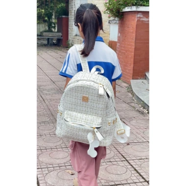 Balo học sinh vải dạ kim tuyến size 18, 40 - màu đen trắng, giảm giá 69k
