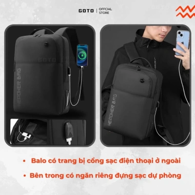 Balo laptop 15.6 inch GOTO GT028 - Chống sốc, kháng nước, siêu nhẹ, giảm còn 345k 3