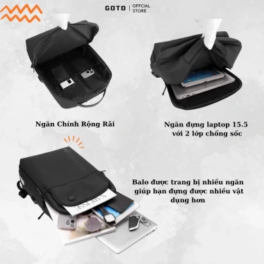 Balo laptop 15.6 inch GOTO GT028 - Chống sốc, kháng nước, siêu nhẹ, giảm còn 345k 8