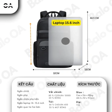 Balo Laptop 15.6 inch Nhiều Ngăn Đứng Form Chống Xước Đa Năng Tiện Ích M592 Giá 495k