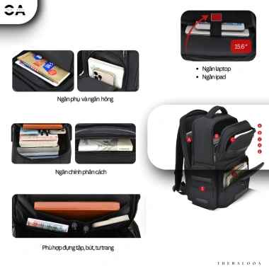 Balo Laptop 15.6 inch Nhiều Ngăn Đứng Form Chống Xước Đa Năng Tiện Ích M592 Giá 495k
