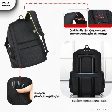 Balo Laptop 15.6 inch Nhiều Ngăn Đứng Form Chống Xước Đa Năng Tiện Ích M592 Giá 495k
